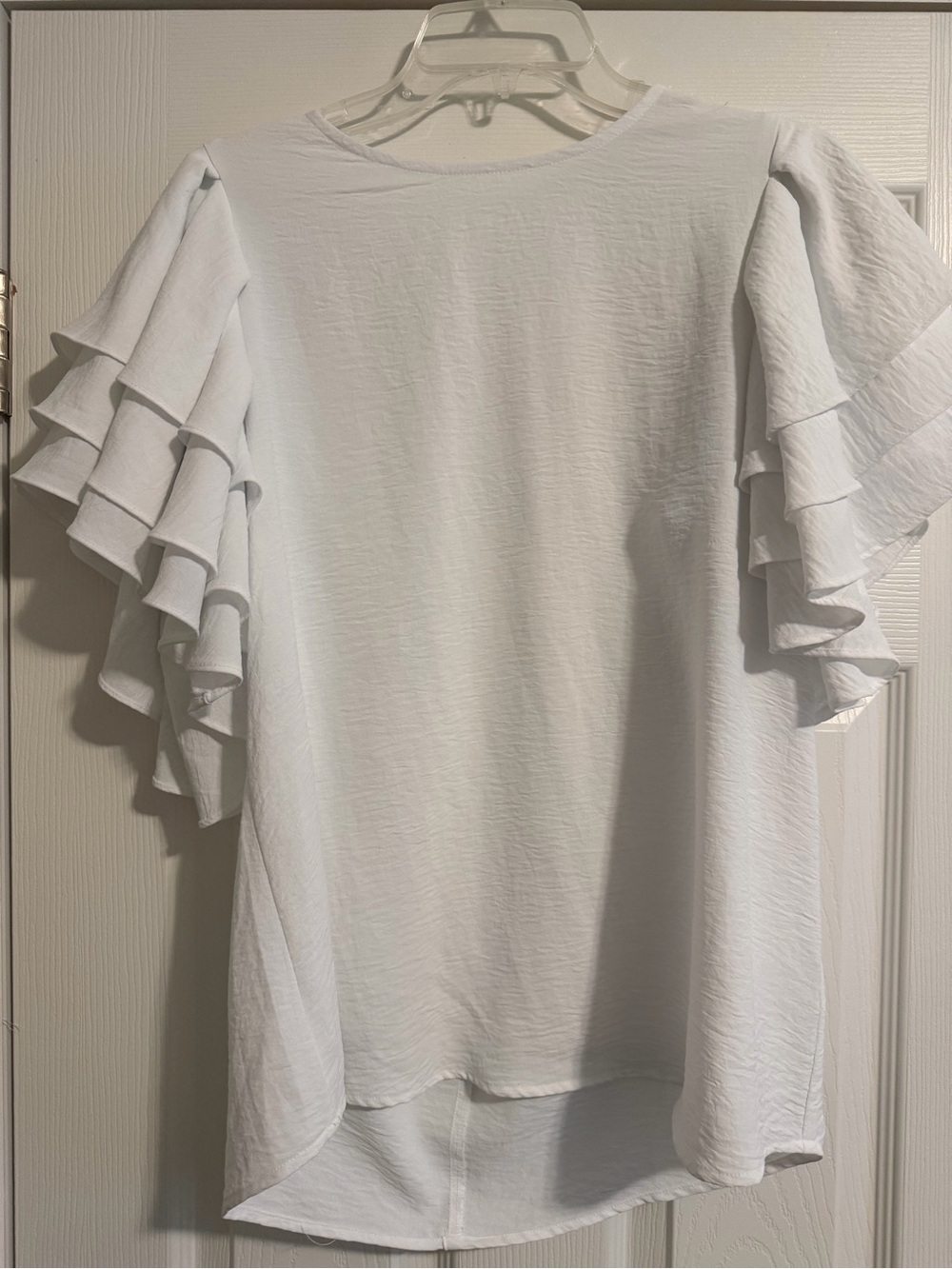 Women’s White Ruffle Sleeve Blouse